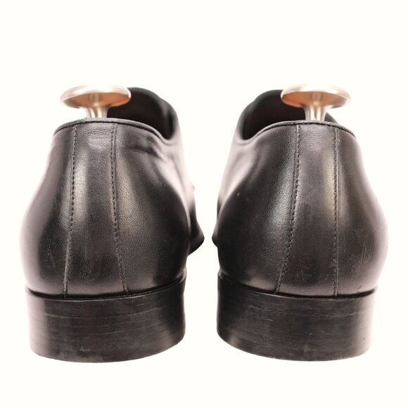 Ralph Lauren Italy Mens 10.5 Black Soft Leather Dress Shoes Cap-toe Derby Oxford - Picture 5 of 12